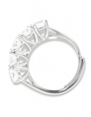 Anello Argento Rodiato Riviera 5 Pietre 5MM [34e99eba]