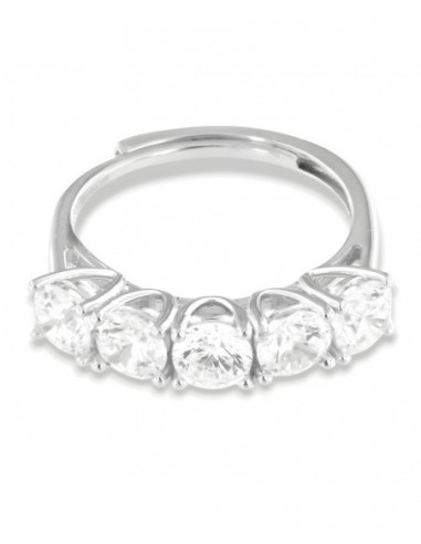 Anello Argento Rodiato Riviera 5 Pietre 5MM [edcfddb7]