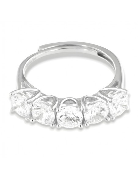 Anello Argento Rodiato Riviera 5 Pietre 5MM [edcfddb7]