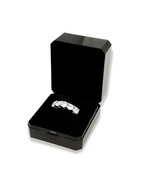Anello Argento Rodiato Riviera 5 Pietre 5MM [5ad21cb3]
