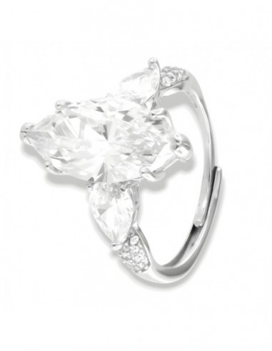 Anello Argento Rodiato Principesco Bianco [4cb7f98c]