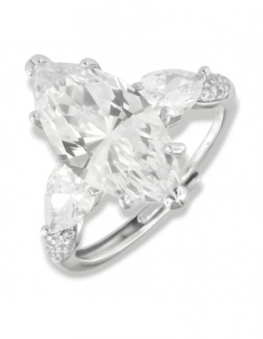 Anello Argento Rodiato Principesco Bianco [d9ad749b]