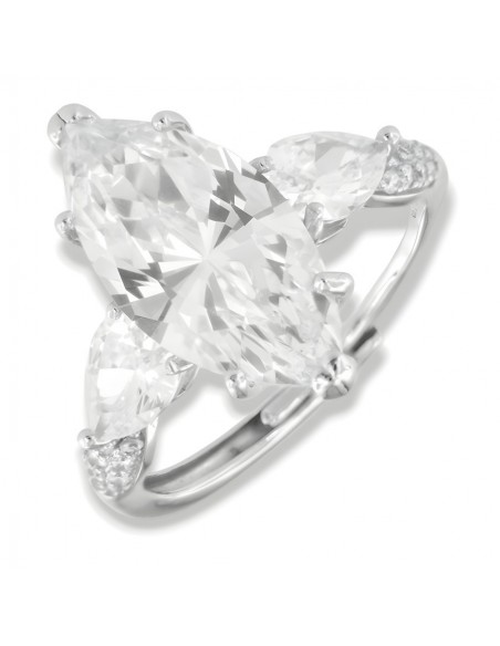 Anello Argento Rodiato Principesco Bianco [d9ad749b]