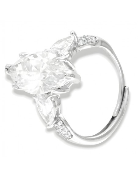 Anello Argento Rodiato Principesco Bianco [dcfd3385]