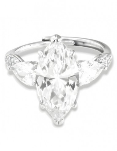 Anello Argento Rodiato Principesco Bianco [b2c6b18c]