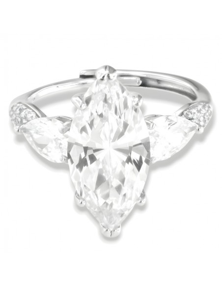 Anello Argento Rodiato Principesco Bianco [b2c6b18c]