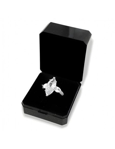 Anello Argento Rodiato Principesco Bianco [05db7088]