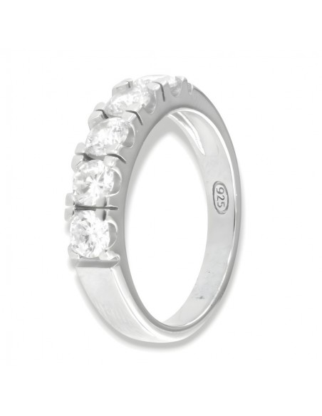 Anello Argento Rodiato Riviera 4MM Zirconi Bianchi [9c180653]