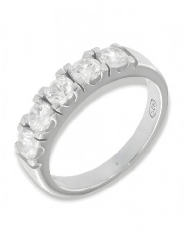Anello Argento Rodiato Riviera 4MM Zirconi Bianchi [82ff4feb]
