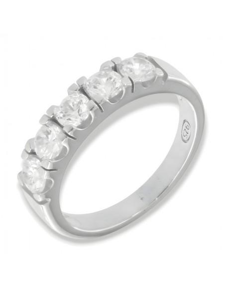 Anello Argento Rodiato Riviera 4MM Zirconi Bianchi [82ff4feb]