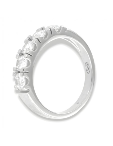Anello Argento Rodiato Riviera 4MM Zirconi Bianchi [87af08f5]