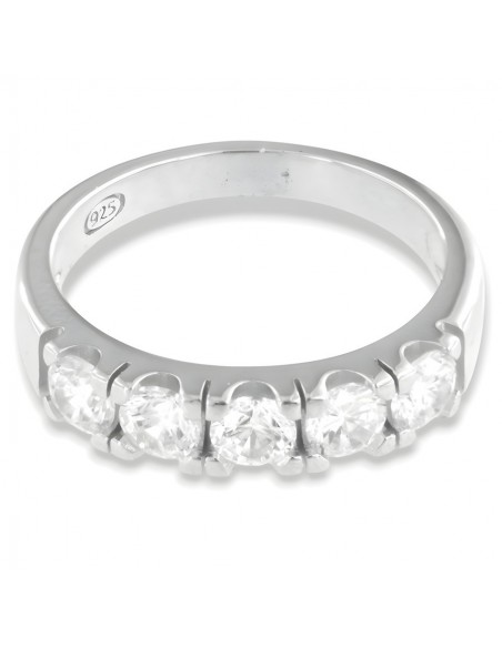 Anello Argento Rodiato Riviera 4MM Zirconi Bianchi [30b2c9f1]