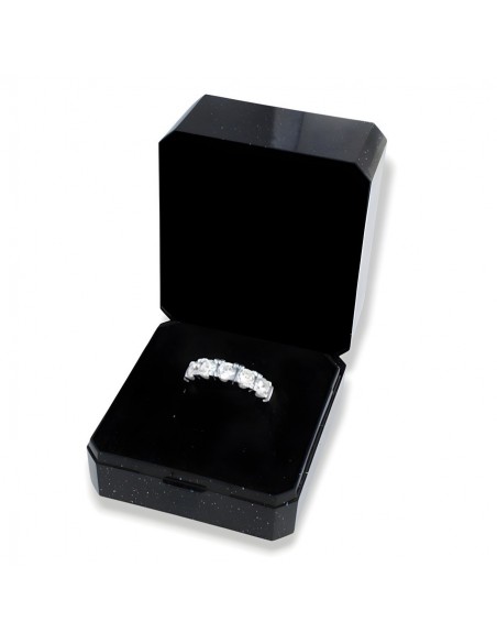 Anello Argento Rodiato Riviera 4MM Zirconi Bianchi [e9948afc]