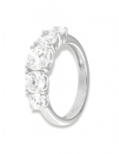 Anello Argento Rodiato Riviera Zirconi Degradè [452035da]