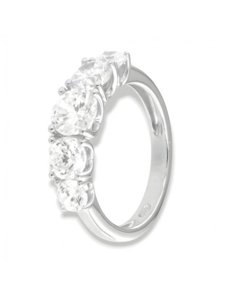 Anello Argento Rodiato Riviera Zirconi Degradè [452035da]