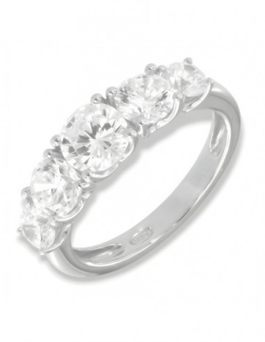 Anello Argento Rodiato Riviera Zirconi Degradè [ddee3ad0]