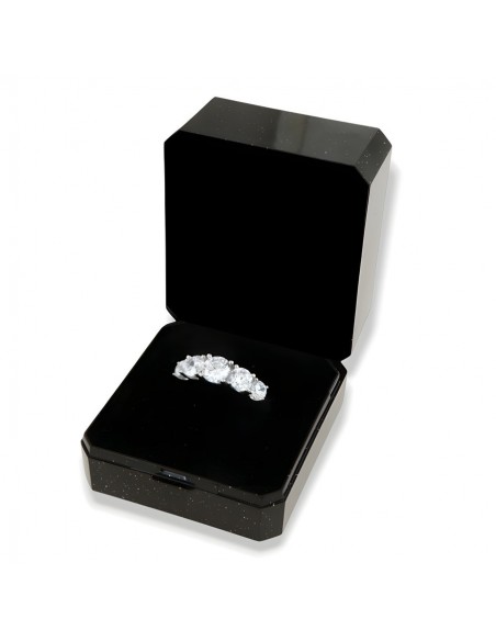 Anello Argento Rodiato Riviera Zirconi Degradè [01983ec3]
