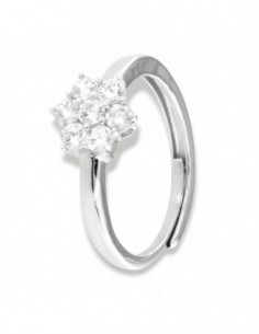 Anello Argento Rodiato Fiore Zirconi Bianchi [b8fc7a22]