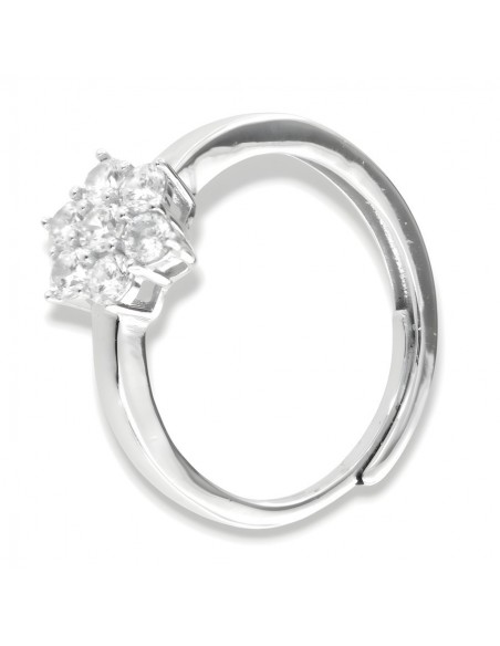 Anello Argento Rodiato Fiore Zirconi Bianchi [a1293967]
