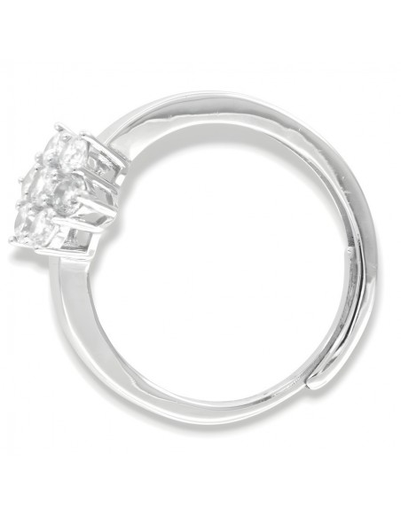 Anello Argento Rodiato Fiore Zirconi Bianchi [1634f863]