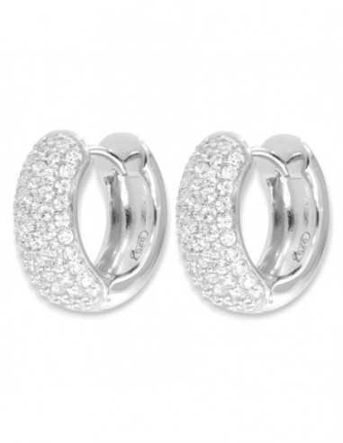 Orecchini Argento Rodiato Cerchi 14MM Zirconi Bianchi [86f2d858]