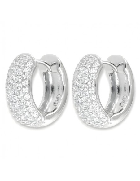 Orecchini Argento Rodiato Cerchi 14MM Zirconi Bianchi [86f2d858]
