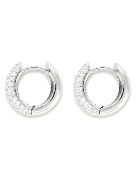 Orecchini Argento Rodiato Cerchi 14MM Zirconi Bianchi [571522d0]