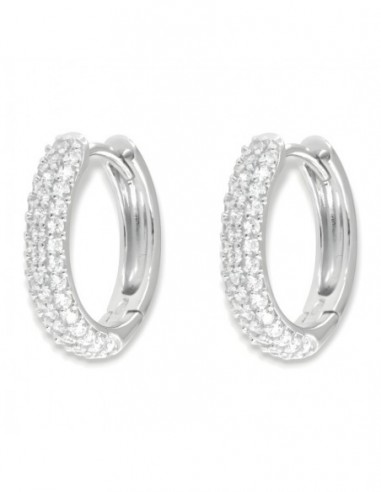 Orecchini Argento Rodiato Cerchi 18MM Zirconi Bianchi [bc3fa02c]
