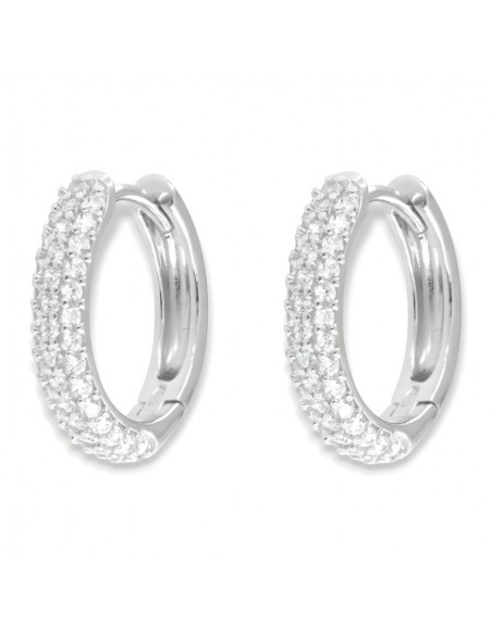 Orecchini Argento Rodiato Cerchi 18MM Zirconi Bianchi [bc3fa02c]