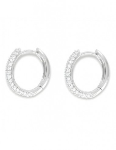 Orecchini Argento Rodiato Cerchi 18MM Zirconi Bianchi [d80534ef]