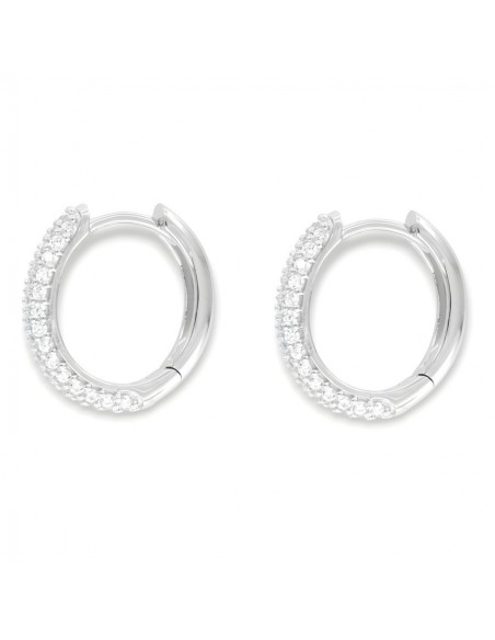 Orecchini Argento Rodiato Cerchi 18MM Zirconi Bianchi [d80534ef]
