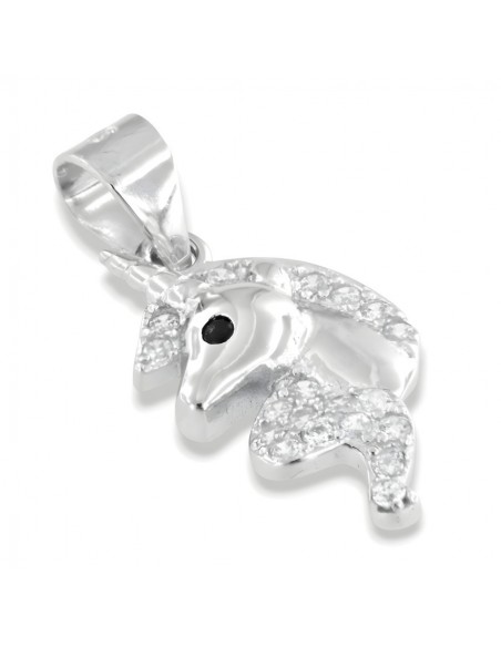 Ciondolo Argento Rodiato Unicorno Zirconi Bianchi [563cc736]