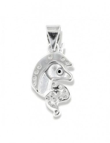 Ciondolo Argento Rodiato Unicorno Zirconi Bianchi [536c8028]