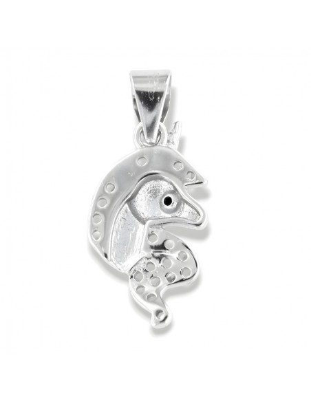 Ciondolo Argento Rodiato Unicorno Zirconi Bianchi [536c8028]