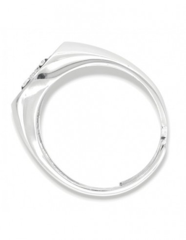 Anello Argento Rodiato Chevalier iniziale M Zirconi Neri [22e2d74f]