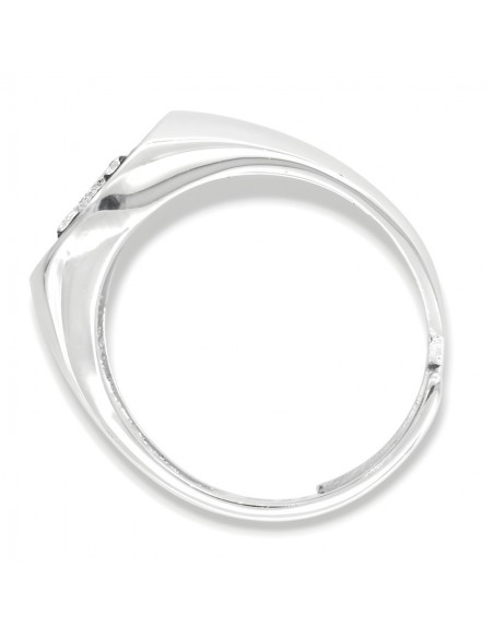 Anello Argento Rodiato Chevalier iniziale M Zirconi Neri [22e2d74f]