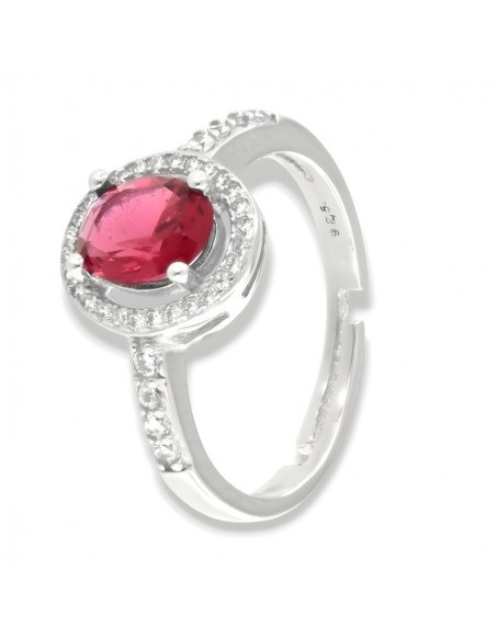 Anello Argento Rodiato Principessa Rossa Ovale 8x6MM [f5e96982]