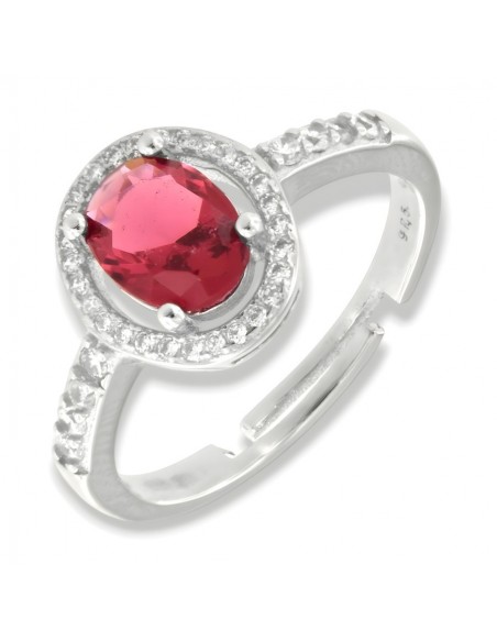 Anello Argento Rodiato Principessa Rossa Ovale 8x6MM [b36a4e8f]