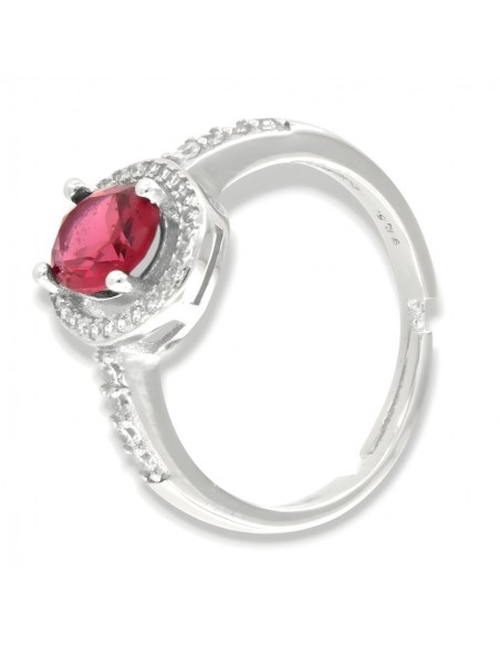 Anello Argento Rodiato Principessa Rossa Ovale 8x6MM [b63a0991]