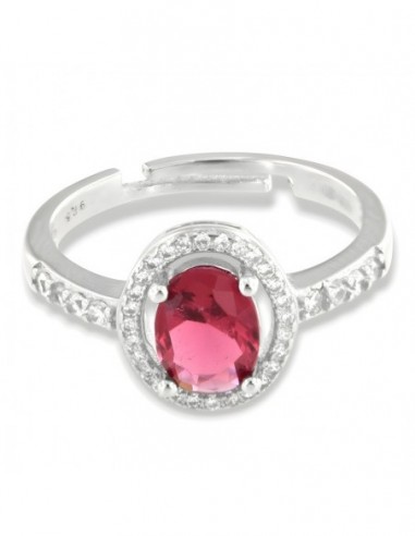 Anello Argento Rodiato Principessa Rossa Ovale 8x6MM [d8018b98]