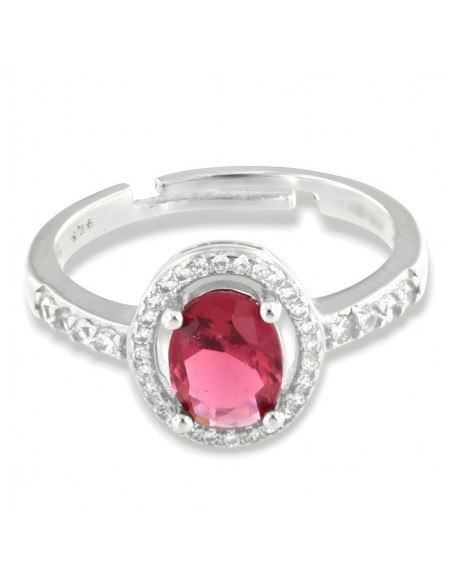 Anello Argento Rodiato Principessa Rossa Ovale 8x6MM [d8018b98]
