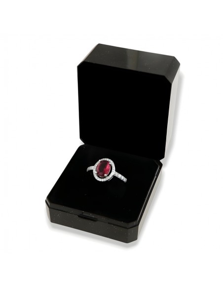 Anello Argento Rodiato Principessa Rossa Ovale 8x6MM [6f1c4a9c]
