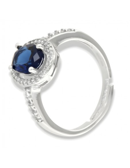 Anello Argento Rodiato Principessa Ovale Blu 8x6MM [237d0294]