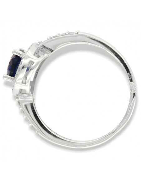 Anello Argento Rodiato Principessa Ovale Blu 8x6MM [9460c390]