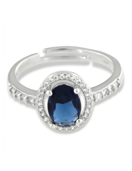 Anello Argento Rodiato Principessa Ovale Blu 8x6MM [4d46809d]
