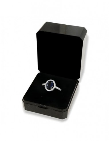 Anello Argento Rodiato Principessa Ovale Blu 8x6MM [fa5b4199]