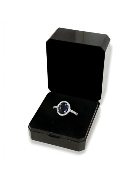Anello Argento Rodiato Principessa Ovale Blu 8x6MM [fa5b4199]