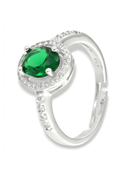 Anello Argento Rodiato Principessa Verde Ovale 8x6MM [47a4ef98]