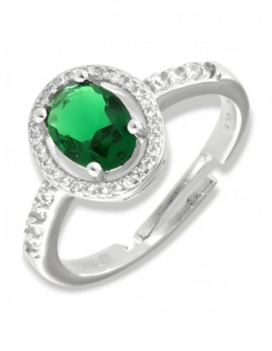 Anello Argento Rodiato Principessa Verde Ovale 8x6MM [a1819d8b]
