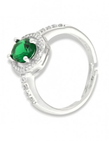 Anello Argento Rodiato Principessa Verde Ovale 8x6MM [a4d1da95]